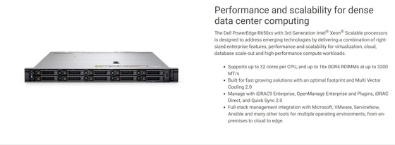 Dell EMC PowerEdge R650 au niveau de l'entreprise Intel Xeon 4310 1U Rack Server